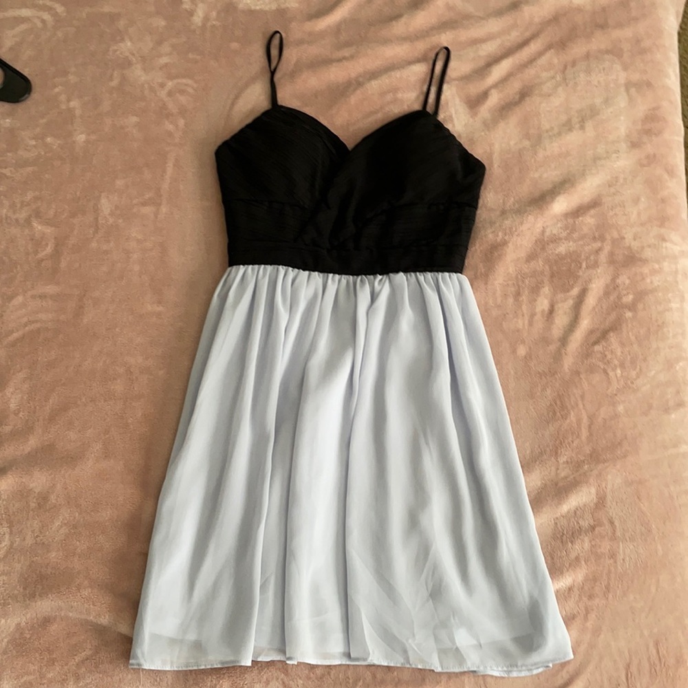 Blue and black dress